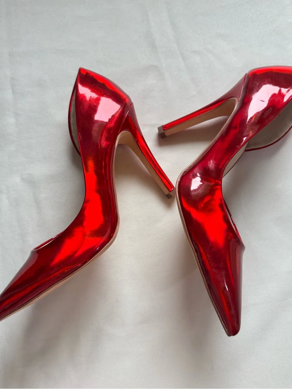 Jenn Ardor Red Metallic D’Orsay Stiletto Heels Party Glam Size 9.5